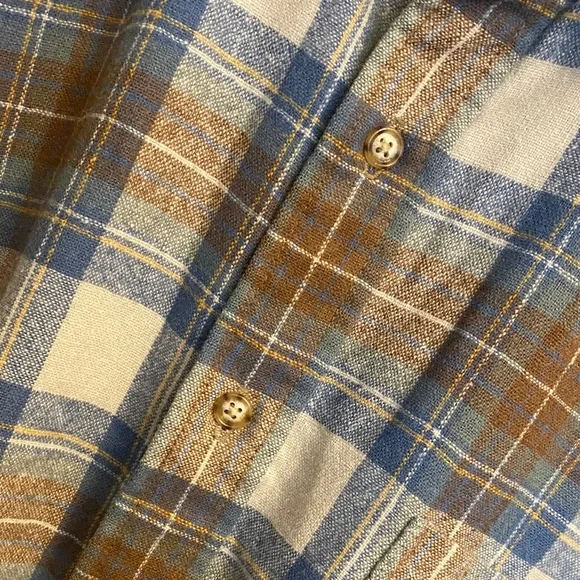 Pendleton Men Umatilla Virgin Wool Blue/Brown Stewart Muted Tartan Lodge Shirt L - Picture 4 of 11